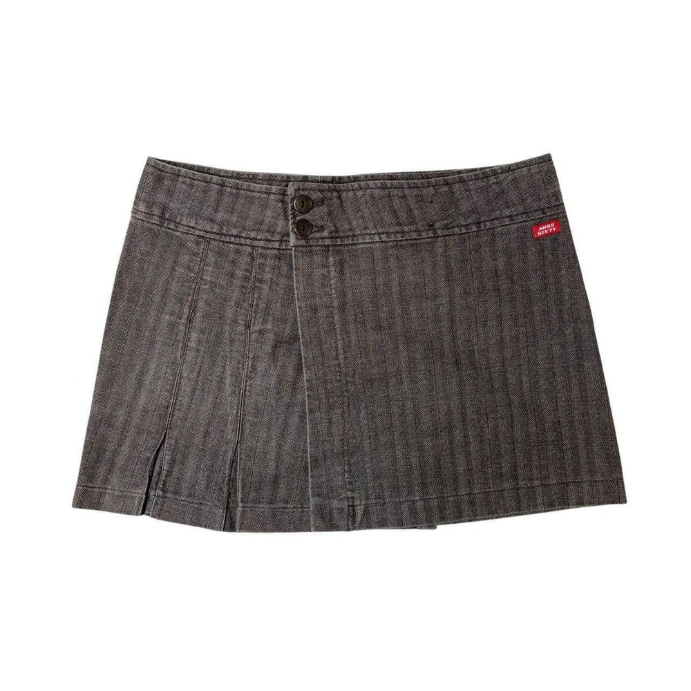 Miss Sixty pleated herringbone mini skirt